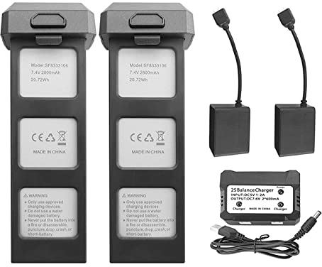 ZYGY 2Stück 7.4V 2800mAh Lithium Akku & 2in1 Ladegerät für HS720 HS720E Faltender Brushless Quadcopter