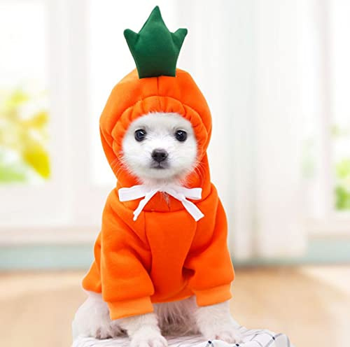 ChezAbbey Haustierkostüm Karotte Doggie Pullover Outfit Welpen Pullover Katze Pyjama Kleidung Kitty Sweater Winter Hund Bekleidung Hoodie Niedlicher Haustiermantel für kleine