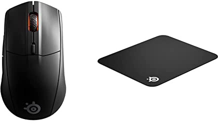 SteelSeries Rival 3 Wireless - Ratón para Gaming - Batería con Más De 400 Horas De Duración & QcK - Alfombrilla de ratón para Juegos - Superficie microtejida Exclusiva - Optimizada