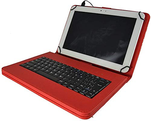 theoutlettablet® Funda con Teclado extraíble en español (Incluye Letra Ñ) para Tablet Huawei MatePad 10.4 / MatePad T 10s 10.1 / Matepad SE 10.1 - Type-C Color Rojo