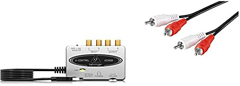 Behringer U-Control UCA202 USB Audio Interface 2-in/2-out (Externe USB Soundkarte) & Goobay 50028 2X Cinch Stecker auf 2X Cinch Stecker Cinchkabel 1.5m, schwarz