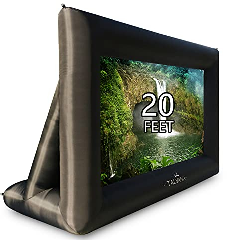 Talvania 20 Feet Inflatable Projector Screen for Outdoor and Indoor TV Movie Watching Blower, Tie Downs, Stakes, Sandbags, and Storage Bag + Step-by-Step Guide, Quick Blow Up (Black)