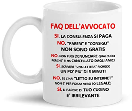 Gattablu Tazza mug 11 oz FAQ Avvocato! Idea Regalo Divertente Laurea in Legge, giurisprudenza!