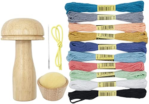 Holz-Stopfpilz Haushaltsnadeln Aufbewahrungsbehälter Tragbares Nähzubehör Stopfei für Erwachsene & Kinder DIY, Handwerksklasse, Reisen, Zuhause (1 x Holzpilz)