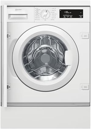 NEFF W543BX2GB Washing Machine with 8kg Capacity, 1400rpm Spin Speed, SpeedPerfect Function, Quick 15 Wash Cycle, White, Integrated