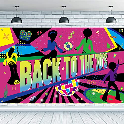 FINGERINSPIRE 70er Jahre Partybanner Deko 180x110cm - Back to The 70'S - Bunt Hintergrund Mottoparty Banner Mit Hängendem Seil Disco Hintergrund