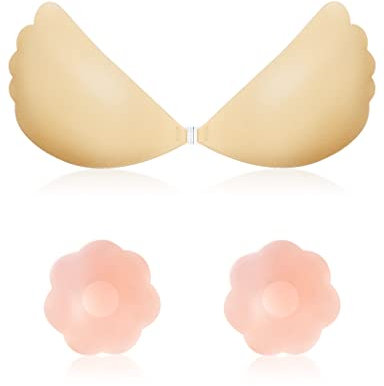 Kiiwah Reggiseno Adesivo, Reggiseno Invisibile Adesivo Push Up Riutilizzabile Reggiseno Senza Spalline Coppe Adesive Seno per Donne Festa Matrimonio Uso Quotidiano