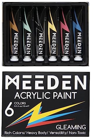 MEEDEN Pintura acrílica iridecent, 6 tubos de 0,74 onzas/22 ml de pintura de relleno de alta viscosidad, pintura artesanal de artistas, niños, estudiantes, principiantes y pintores, artículos de arte
