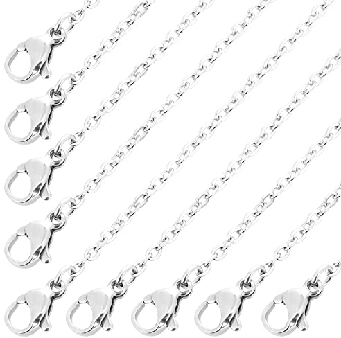 24 Stück Edelstahl Halskette Gliederkabelkette Frauen Kette Männer mit Karabinerverschluss für DIY Schmuckherstellung Zubehör Edelstahlkette Meterware Herren Edelstahl Schmuck Ketten Ohne Anhänger