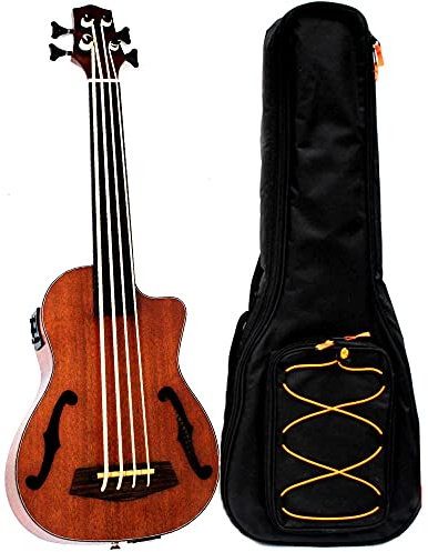 CAZARU 4-saitige Ukulele Bass-Mahagoni-Instrument Meine erste Gitarren-Sopran-Ukulele