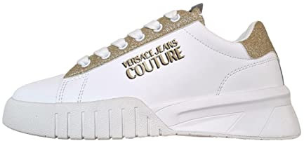 Versace Jeans Couture Scarpe Sneakers Donna in Pelle 74VA3SR2 Bianco Oro (Numeric_40)