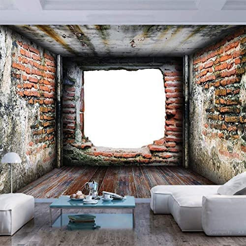 Individuelles Format 3D Kreatives Verfallenes Loch In Der Wand Fototapete, Wasserfall, Naturlandschaft, Hintergrund, Wandbild, Auffällige Stabile Dekoration Für Sofa, Hi 200 (Breite) x 150 (Höhe) cm