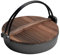 7 Größen Japanischer Sukiyaki-Topf aus Gusseisen, Nabe-Tetsu-Topf, Doppelgriff, Shabu Shabu Hot Pot, Sukiyaki-Pfanne mit Holzdeckel (Flacher Boden), 24 cm