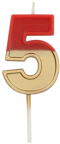 Folat 24215 Kuchen Kerze Retro Ziffer/Zahl 5 Rot-5 cm Geburtstagskerzen für Geburtstag, Geburtstagsdeko, für Kinder Partys, Hochzeiten, Firmenfeiern, Jubiläen