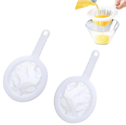 ARHAR 2 Piezas Tamiz del Filtro De Alimentos,200/400 Mallas Coladores de Malla Fina de Nailon,Colador de Cocina con Mango,Colador de Alimentos Reutilizable para Café, Vino, Jugo, Leche Leche de Soja