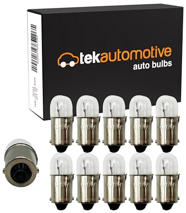 Tek Automotive 233 T4W Car Bulbs Side Light Bulbs Car Tail Light Indicator Repeater Number Plate Interior Light Bulb 12V 4W BA9S Car Light Bulbs - Box of 10