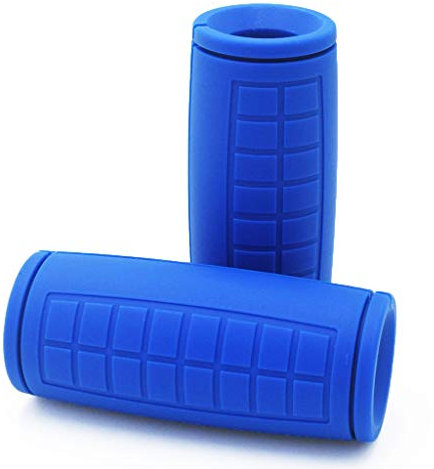Rivotrance Thick Bar Adapter for Standard Barbells, Pull Up Bar and LAT Pull Down Cable Machine Attachment - Durable Silicone Rubber Dumbbell Handle Grips for Weight Lifting & Fitness Training (Blue)