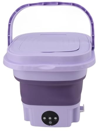 Lavadora Portátil, Mini Lavadora, Mini Lavadora de Cubo Plegable de 11 L ABS PP Lavadora Pequeña Automática con Tubo de Drenaje para Artículos Pequeños RV (Enchufe de la UE)