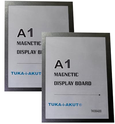 TUKA-i-AKUT 2st. A1 Info-Rahmen Selbstklebend mit Magnetverschluss, Einstecktasche Infotasche Blatthalter, Schnelles Wechseln von Aushängen, Aufklappbarer Magnetrahmen Farbe Schwarz, TKD8400-A1-2x