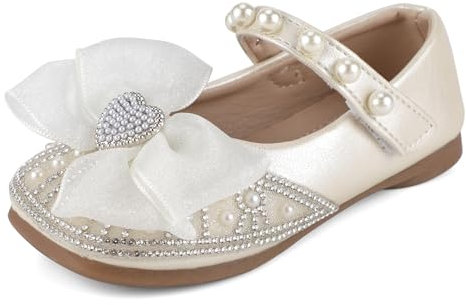 Cheerful Mario 1-5 Anni Scarpe Principessa Bambina Ballerine per Bambine e Ragazze Mary Jane Basse Scarpe per Bimba Imitazione di Perla Bianco 22 EU
