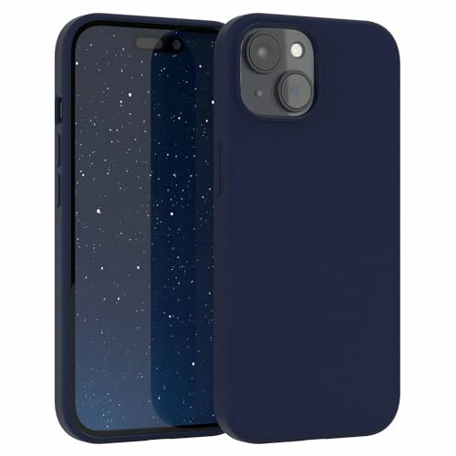 EAZY CASE Premium Silikon Handyhülle kompatibel mit iPhone 15 Slimcover mit Kameraschutz und Innenfutter, Silikonhülle, Schutzhülle, Bumper, Handy Case, Hülle, Softcase, Nacht Blau