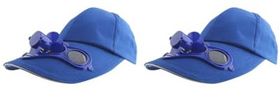 2 Set Outdoor Sports Fishing Baseball Golf Solar Power Cooling Fan Hat Cap Blue