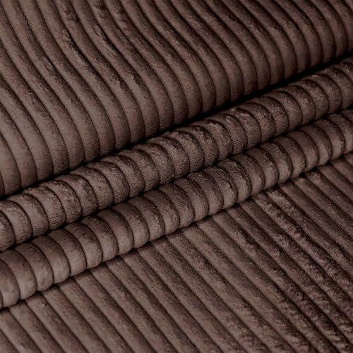 DreamRoots Cord Stoff Meterware Gewicht 380 g/m2 - Polsterstoff Cord Meterware 140 cm breit - Möbelstoff - Breitcord Roasted Cocoa
