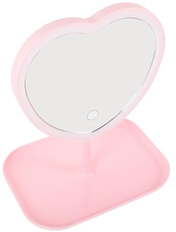 MAGICLULU Miroir De Maquillage De Cœur LED Rechargeable USB Miroir De Table Cœur Lumineux pour Femmes Cosmétique Esthétique pour Bureau Maquillage Et Coiffure