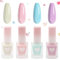 DMQ Pastel Nail Polish Kit, 4Pcs Spring Summer Nail Varnish Set, Candy Macaroon Unicorn Nail Gel Polish, Pink Yellow Blue Purple Quick Dry Nail Gel Nail Paint for DIY Nail Art at Home - No Need Cure