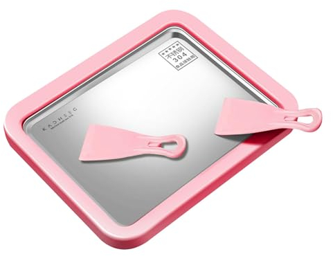 Máquina para hacer helados enrollados, placa fría de acero inoxidable para helado con 2 raspadores, bandeja de hielo frito, enfriamiento rápido, mini máquina de helado frito para helados de frutas,