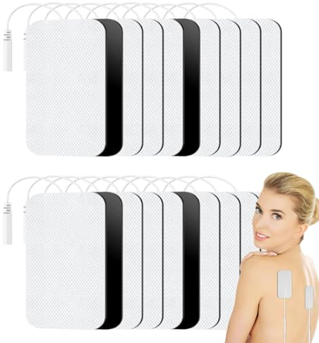 Tens Elektroden Pads,20 Selbstklebende Elektroden Tens GeräT,5x9cm Wiederverwendbar Tens Elektroden zur Linderung Von Muskel,RüCken und Gelenkschmerzen,für TENS-GeräTe EMS-Trainer,2mm Steckanschluss