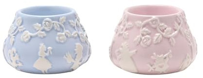 Disney - Alice In Wonderland - Set of 2 Tea Light Holders - Alice & White Rabbit Motif - Decor and Homeware for Movie Lovers, Bedroom, Kitchen, Bathroom & Dining Room. H:5cm x W:8cm x D:8cm