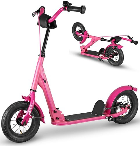 PROMETHEUS BICYCLES Kinderroller Roller Scoot Tretroller Scooter | faltbar | mit Kickboard | Luftreifen für Jungen und Mädchen ab 4-5 Jahre | 10 Zoll