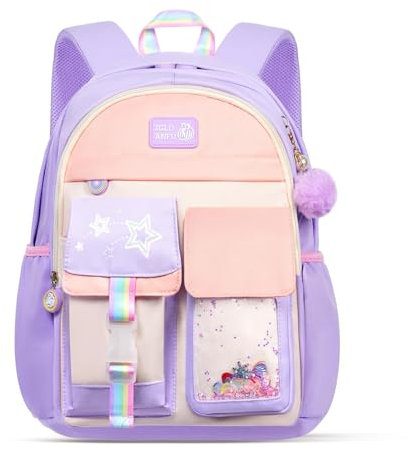 Aucuu Kawaii Rucksack, Kinderrucksack, Schultaschen für Mädchen, Große Kapazität Schultasche, Anti-Theft Rucksäcke, Harajuku Schultasche für Teenager-Mädchen, Lila