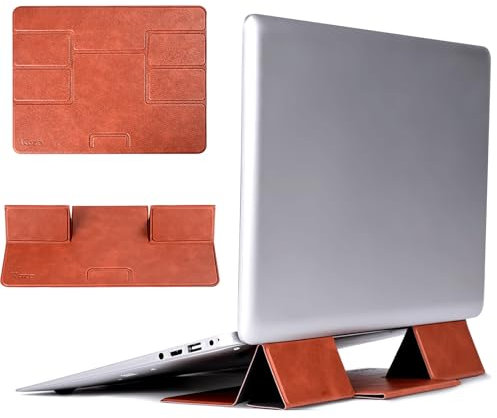 Koze Supporto per Laptop Portatile Pieghevole, Ultra Leggero Sottile Supporto per Laptop Tablet, Ventilato Staffa per Articoli Scrivania, Compatibile con Tutti i Laptop/MacBook Air Pro 10-16, Marrone