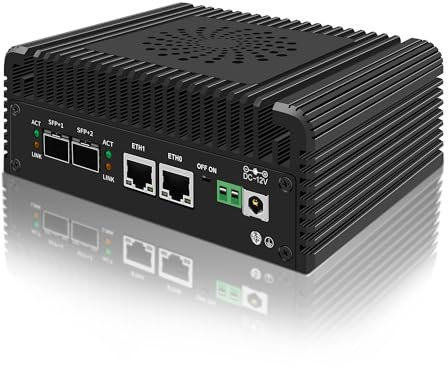 KingnovyPC N100 Mini PC Firewall SFP+, 16GB DDR5 RAM 512GB SSD Fanless Router PC, 2x 10Gb Network Card Micro Router Computer, 2x HDMI NAS Server Box