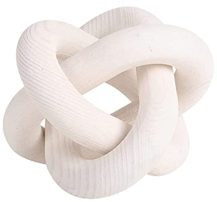 Arredamento del tavolino, decorazione per collegamento a catena in legno bianco 3 collegamenti decorazioni nodi in legno da 6 pollici nodo a catena decorativa intagliata per arredamento tavolino