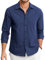 HISDERN Men's Long Sleeve Linen Shirts Button Up Regular Fit Lightwight Casual Summer Beach Shirt for Men with Pocket Navy Blue M