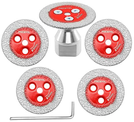 FOCSTOL Diamant Trennscheibe Fliesen - 5 Stück 50mm Mini Diamant Fliesenscheibe und 1 Stück M14 Gewinde Flansch für Marmor Granit Kunststein Porzellan Fliesen Keramik