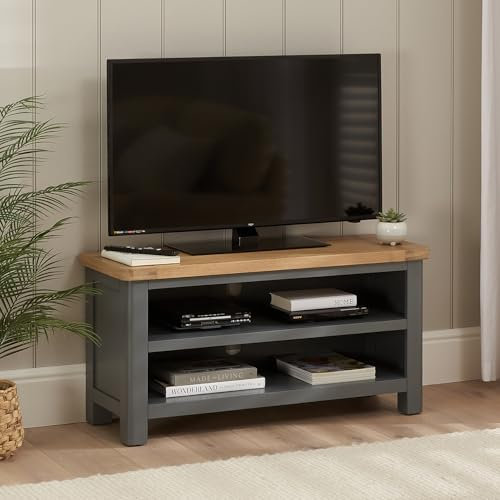 Marbury Slate Grey Painted | Small TV Unit Stand | Up to 50” TV Size | Fully Assembled | Rounded Corners | H 500 x W 1000 x D 360mm