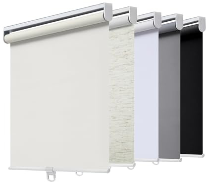 AOSKY Blackout Roller Blinds without Cord for Windows and Doors with Spring System - UV Protection Roller Shutters Room Darkening for Home and Office (100 cm W x 180 cm H, Ivory White)