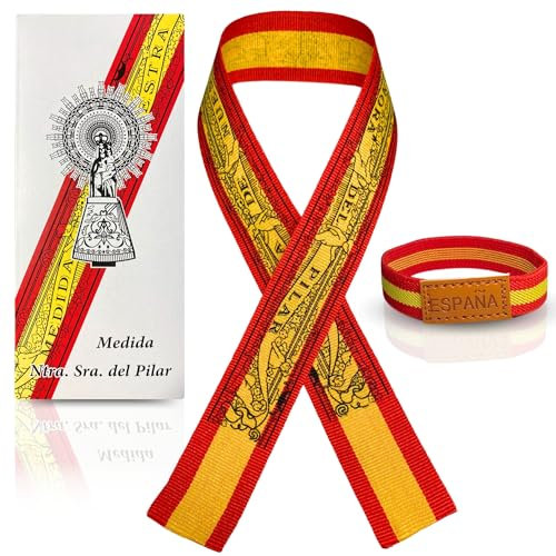 Pulsera Virgen del Pilar - Cinta Original de la Virgen del Pilar de 40 cm con Impresión de 36,5 cm - Diseño Tradicional de Seda Ajustable -Símbolo de Fe y Devoción Pulsera mujer - Pulsera Hombre