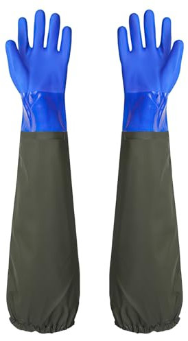 MeiLang Long Pond Gloves, 70cm Heavy Duty Waterproof Length Rubber Gloves, Reusable Extra Long Gloves Drain Cleaning for Gardening, Aquarium, Fishery & Industrial Use (Large)