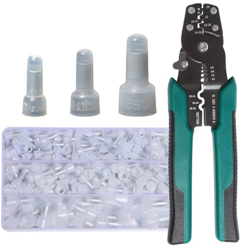 Shengbowi Closed Crimp Cap Terminal Wire Stripper Crimping Tool 22-16/16-14/12-10 AWG Gauge Wire Caps Connectors Gauge Nylon Insulated Terminals Connector