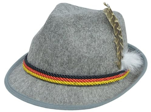 Generisch Trachtenhut Herren Damen Oktoberfest Filzhut mit Feder für Herren - Oktoberfest Retro Hut Mit Feder und Kordel Deko Bierfest Hut für Volksfest, Karneval, Bühne Kostüm Accessoir