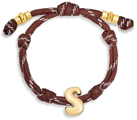 HolidayQbee Pulseras con inicial de burbujas para mujeres y hombres, delicadas chapadas en oro de 14 quilates, pulsera con letra inicial de burbujas anudada, alfabeto personalizado, pulseras