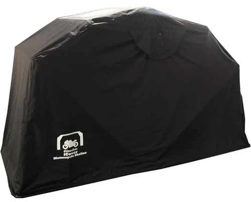 Motorcycle Garage Shelter Waterproof & UV Resistant 600D Oxford Bike Cover with Steel Frame | Lockable, Durable Outdoor Protection for Motorcycles & Scooters (L)