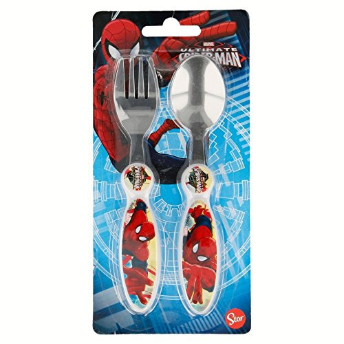 Set couverts métalliques Noir 2 articles. Spiderman Red Webs