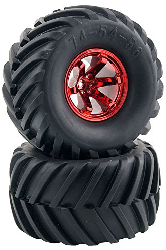 KEEDA 4PCS/Set 1: 10 RC Monster Truck Reifen und Felgen für 1/10 RC Monster Truck HSP HPI HIMOTO Tamiya Kyosho(Rot)