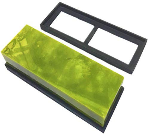 DORALO Pierre à aiguiser pour affûter Les Couteaux, Grain de Jade Naturel 10000, Pierre de Taille avec Base antidérapante en Silicium pour affûtage et Polissage - 180 * 60 * 30mm